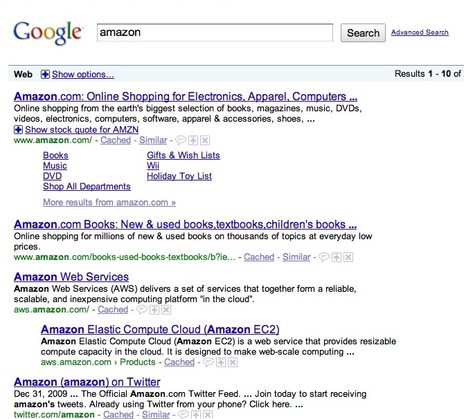 Google Search for Amazon smal