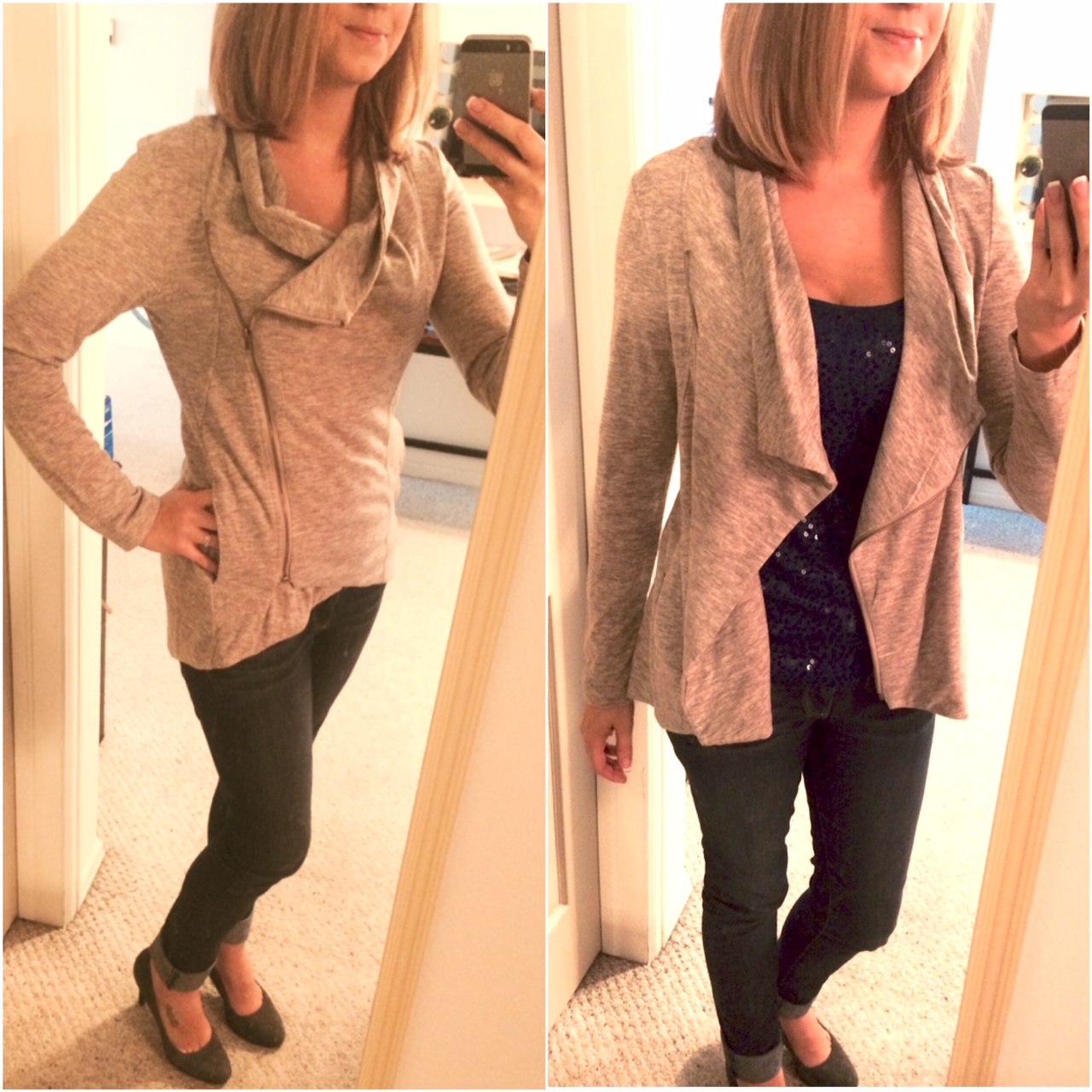 Sweet Rain - Alan Cowl Neck Asymmetrical Jacket - Stitch Fix - Zipped and Unzipped