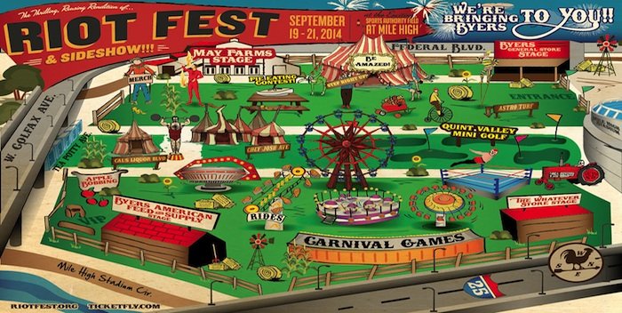 Map of Riot Fest in Denver at Mile High Stadium